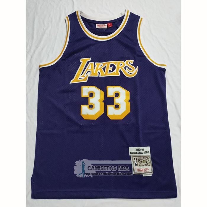 Camiseta Los Angeles Lakers Kareem Abdul-Jabbar NO 33 Mitchell & Ness 1983-84 Violeta